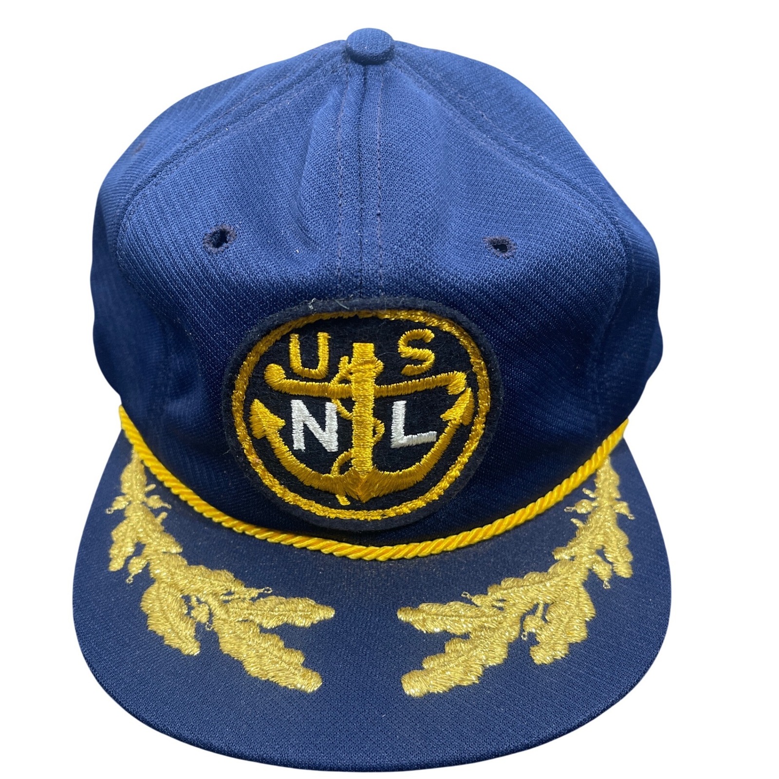 Vintage Usnl Navy League Snapback Hat Blue Gold Scrambled Eggs Anchor Cap